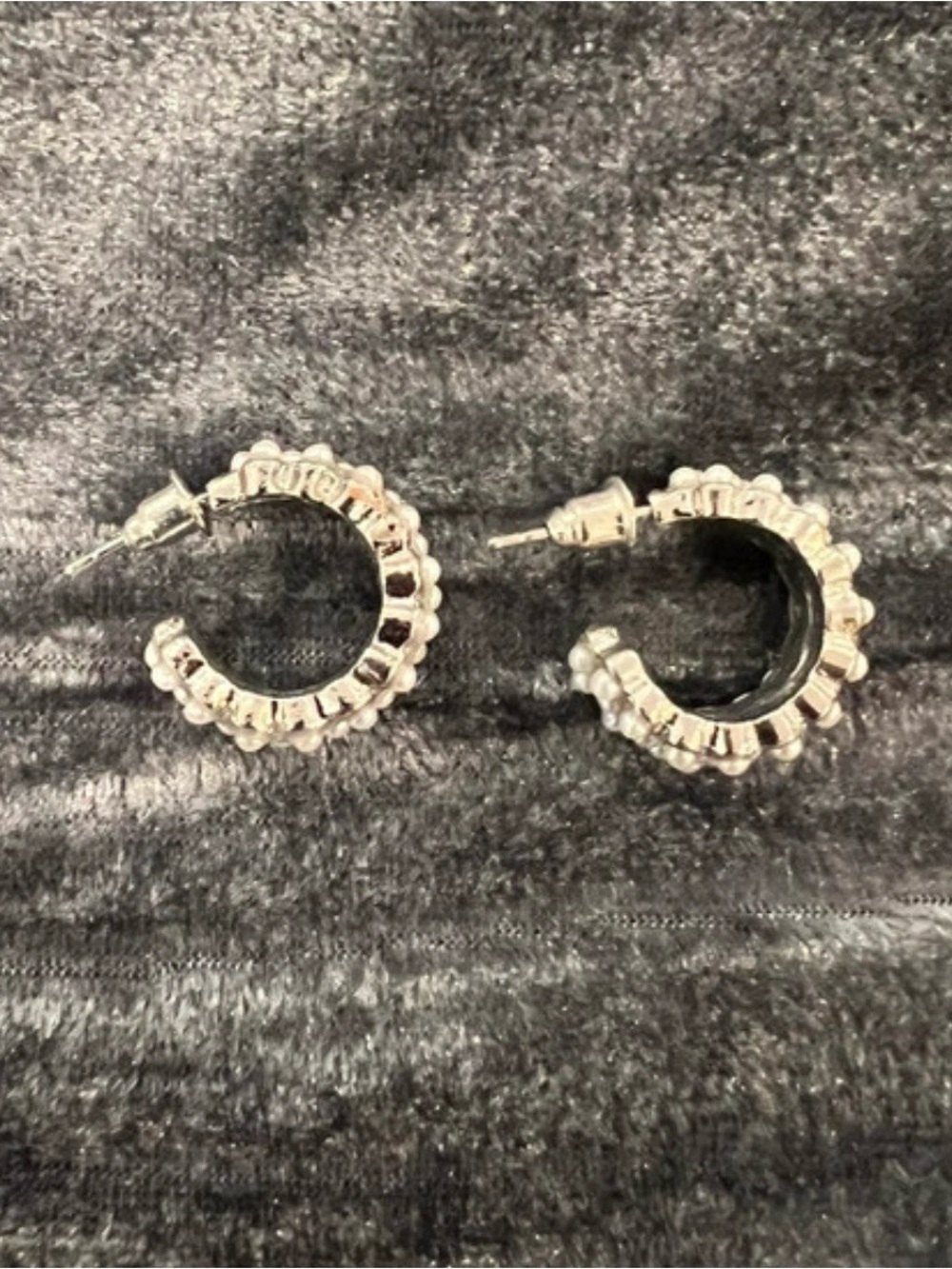 Silver Textured Hoop Earrings - Women's Fashion Jewelry